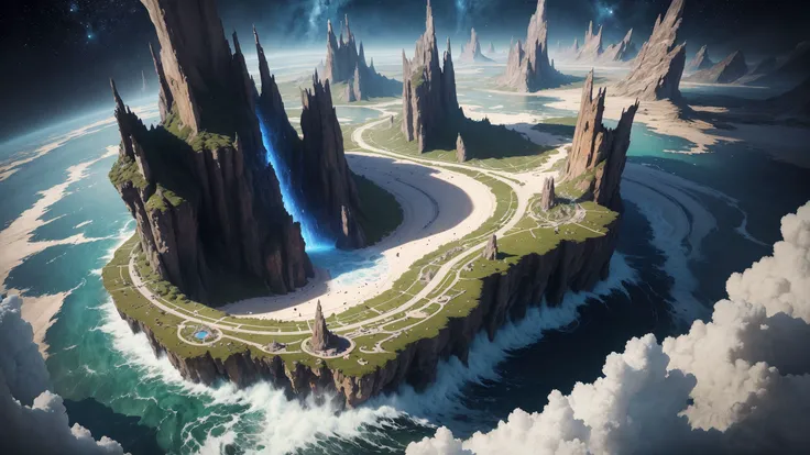 ((best quality)), ((masterpiece)), edge of chaos, (morphing reality:0.7), miraculous surreal landscape, floating islands, ethereal vortex, unbelievable fantastical creatures, masterpiece quality, mysteries of universe, whirlpool of energy, magical phenomenon, illusionary balance, ultra detailed, absurdres, composition, scale, perspective, scenery, light, color, texture, beauty, wonder, 8k, official art