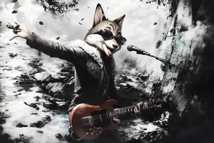 shout oneself hoarse Singing, zootopia, rock and roll, sunglasses, rocker outfit, dynamic pose, stage, light,
<lora:LowRA:0.8>