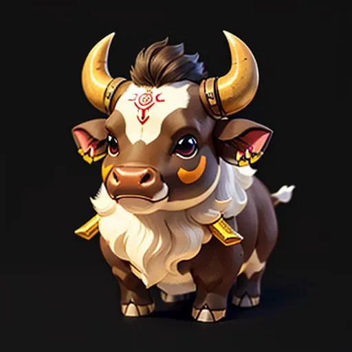 a bull , animal,(lovely:0.4),animal,looking at viewer,bossy, side,ox,cattle,ox horn,pixiv, nose ring,icon of ox,red bull