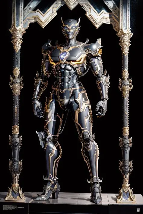 black robotic in suit, in the style of detailed perfection, apocalypse art, vray, superheroes, grey academia, symmetricalrealistic, photo of painting, retro, 8k masterpiece,art deco vector,(Sorayama Style:1.5), muscular cyborg, standing, (robot), (silver skin), bald, big muscular thighs, dark two-tone gradient background, chains, solo, strong jawline+,<lora:Midas_Touch_SD15:0.2> <lora:yakwat:1> <lora:ArtNouveauAI:0.1>