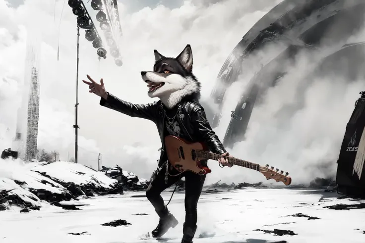 black wolf shout oneself hoarse Singing, zootopia, rock and roll, sunglasses, rocker outfit, dynamic pose, stage, light,
<lora:LowRA:0.8>