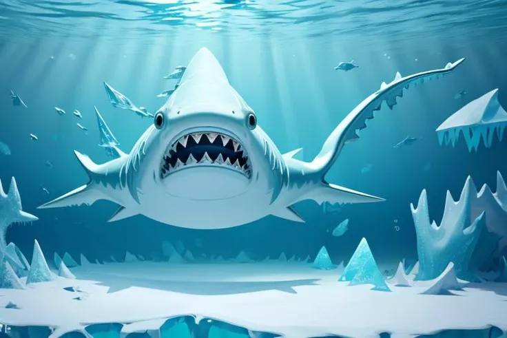 <lora:icestyle_model:0.7> icestyle ((shark)), water, underwater,, (masterpiece:1.3), (best_quality:1.3), (ultra_detailed:1.3), 8k, extremely_clear, realism, (ultrarealistic:1.3),
