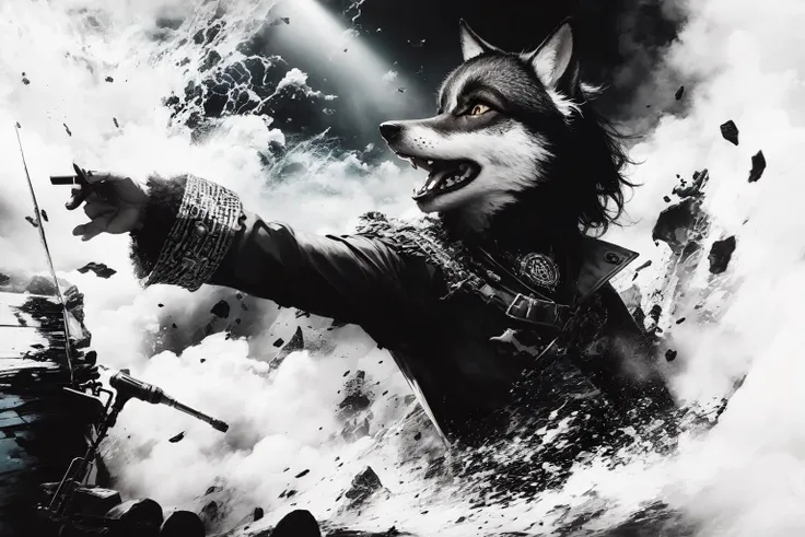 black wolf shout oneself hoarse Singing, zootopia, rock and roll, sunglasses, rocker outfit, dynamic pose, stage, light,
<lora:LowRA:0.8>