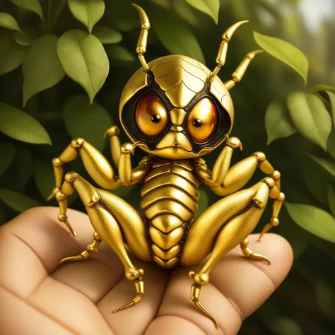 a spider, cute, <lora:goldcarvingcd-000008:0.6>, goldcarvingcd, high quality, masterpiece, realistic, photorealistic, long-focus, outdoors, full body