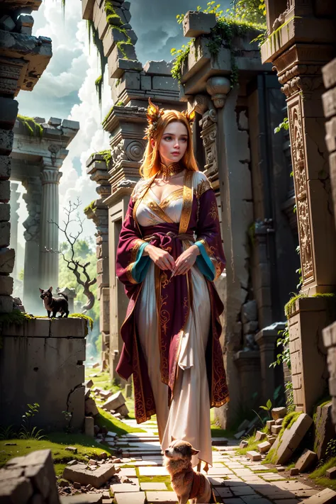 ((best quality)), ((masterpiece:1.2)), (extremely detailed:1.1), (8k, high quality, cinematic, hyper realistic, illustration), (autodesk maya, vray render, ray tracing, hdr), (16mm focal length, f/4 aperture, dynamic perspective, deep depth of field), (Elemental mage, conjuring storms of fire and ice, adorned in flowing, enchanted robes, standing amidst the ruins of an ancient, mystical temple, surrounded by a lush, enchanted forest), <lora:hipoly3DModelLora:0.35> 3d, realistic, <lora:epiNoiseoffset:0.25> (hdri, bloom, rim lighting, soft lighting, low key), <hypernet:sxzCinematic_500SoftEnough:0.25>