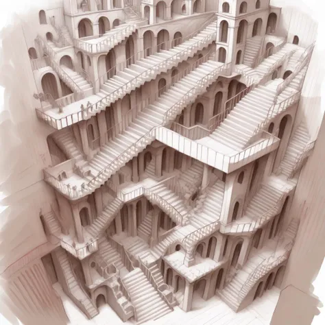 <lora:kLabyrinth:.9> kLabyrinth with many stairs ,sketch