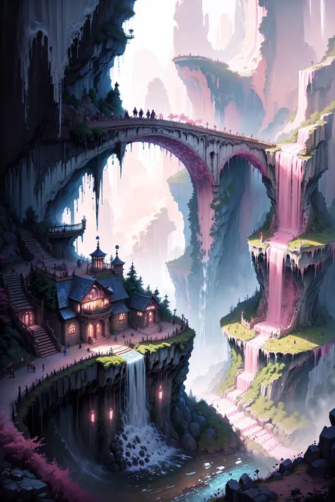 A waterfall landscape, PastelGothAI