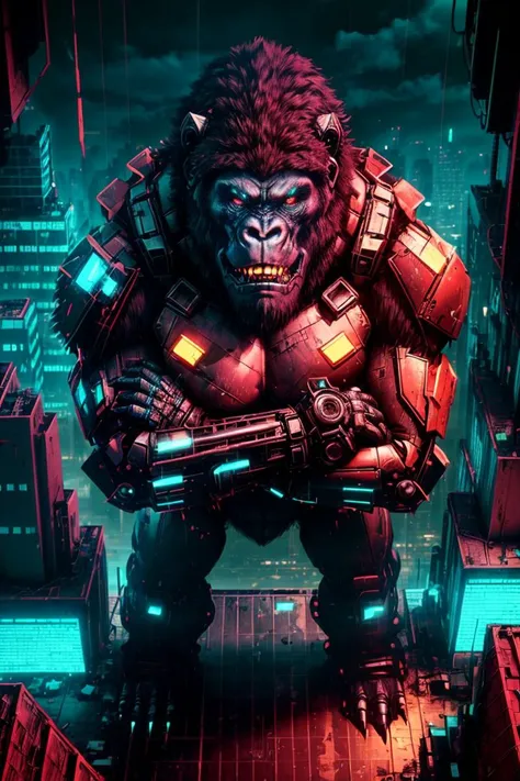 solo, dynamic shot, from above, matwaretech gorilla, crossed arms, mecha musume, neon cyberpunk (city rooftop:1.197), nighttime photo, mechanical parts, pixelated creepypasta
<lora:mecha_offset:0.7> <lora:add_detail:0.66> <lora:MalwareTech:0.9>
