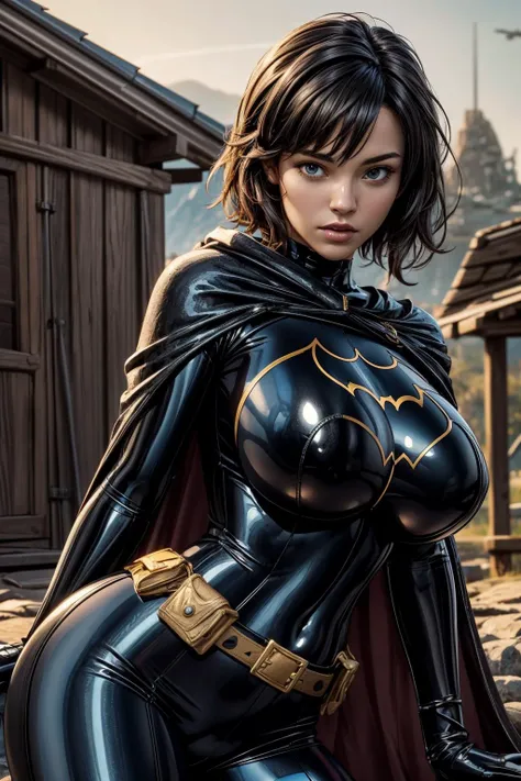 (ultra realistic,32k, masterpiece:1.2),(high detailed skin:1.1),( high quality:1.1),
<lora:cassandracain-nvwls-v1:0.7>cassandra, black hair, short hair, cape, bodysuit, black bodysuit, belt, belt pouch, black gloves, black pants, shiny latex, , <lora:add_detail:0.88>,(huge breast:1.1),Lying on the side, propped up on one elbow2
,(soft shaded:1.1), exoplanet colonization site, new frontier settlement, terraforming efforts, pioneering spirit