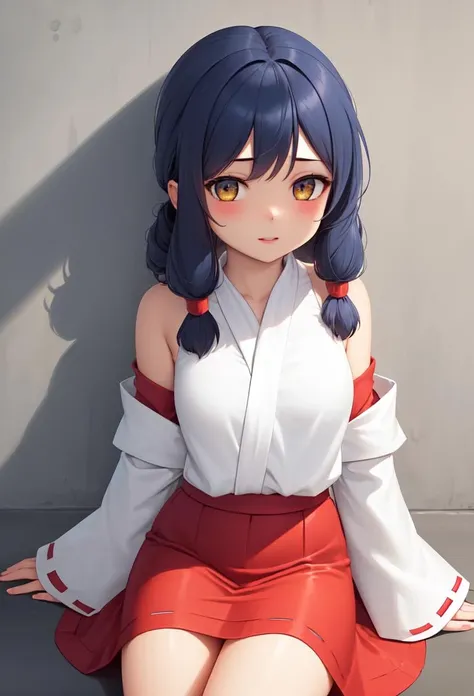 red skirt, long skirt
(best quality, masterpiece), 1girl, solo, mikoko, blue hair, miko outfit <lyco:mikokoPopNMusic:1.0>