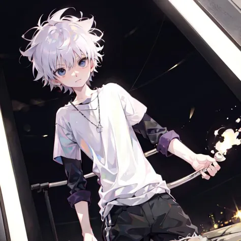 masterpiece, best quality, 1boy, <lora:killuaHunterXHunter_v10> killua