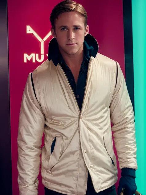 <lora:driv3man,white jacket,blue pants:1> driv3man,white jacket,masterpiece,8k,uhd,soft lighting,inside an (elevator:1.3),holding a hammer,neon lights,nighttime,bokeh,extreme dof,volumetric lighting