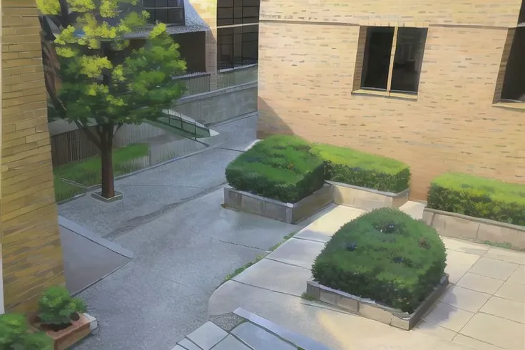 (Best quality, absurdres, high quality, high detail, 8k), (anime screencap), (no humans), Pokemovies,
Brookhaven, Courtyard, Outside