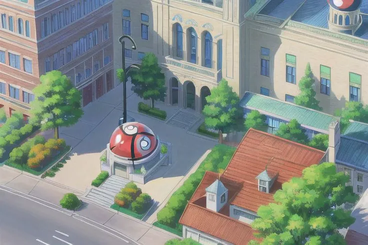 (Best quality, absurdres, high quality, high detail, 8k), (anime screencap), (no humans), Pokemovies, amazingarchitecture,
the exterior of a large, modern hospital building. A (Pokeball) symbol is on the wall, above the building's main entrance.