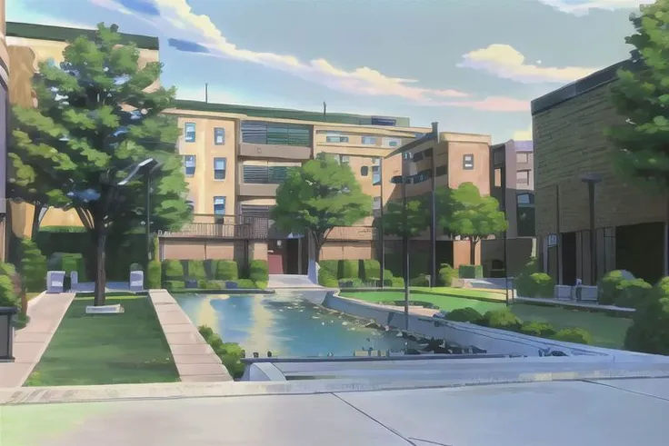 (Best quality, absurdres, high quality, high detail, 8k), (anime screencap), (no humans), Pokemovies,
Brookhaven, Courtyard, Outside