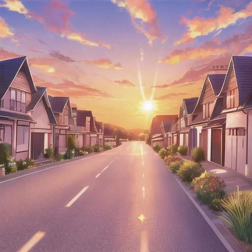 sky, fly, speed, day sky, sparkles, sun, one house, road, sunset, store,