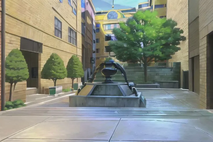 (Best quality, absurdres, high quality, high detail, 8k), (anime screencap), (no humans), Pokemovies,
Brookhaven, Courtyard, Outside