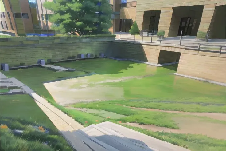 (Best quality, absurdres, high quality, high detail, 8k), (anime screencap), (no humans), Pokemovies,
Brookhaven, Courtyard, Toronto