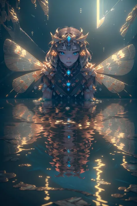 moth, <lora:Moth-Fashion-v1:1>, (8k, RAW photo, best quality, masterpiece:1.2), (realistic, photo-realistic:1.37), octane render, ultra high res, ultra-detailed , professional lighting, photon mapping, radiosity, physically-based rendering, ue5, ((island sanctuary)), ((ancient fallen kingdom)), ((reflections in water)), ((raytracing)), ((drowned city))