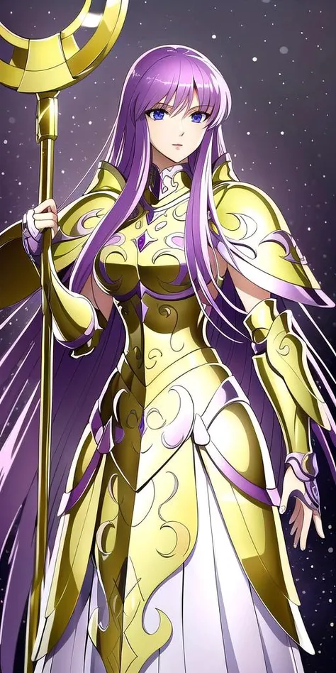 <lora:Kido_SaoriV3:0.7>, Kido_Saori, standing, solo, large_breasts, athenaCloth_armor, staff_Nikke, masterpiece, best quality, detailed face, detailed eyes, highres,