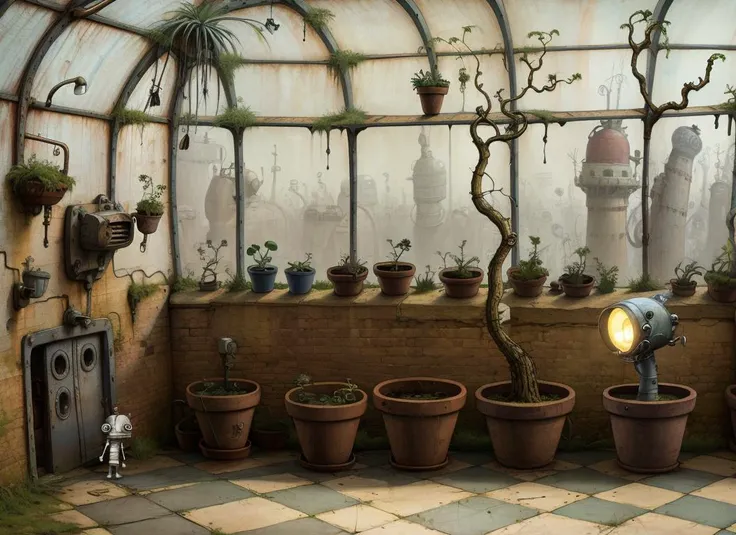 <lora:machinarium_05:0.7>
masterpiece,best quality,toon,pixar style,simple design,mini sence, machinarium,
Plant sheds, plants, piranhas, towering numbers,