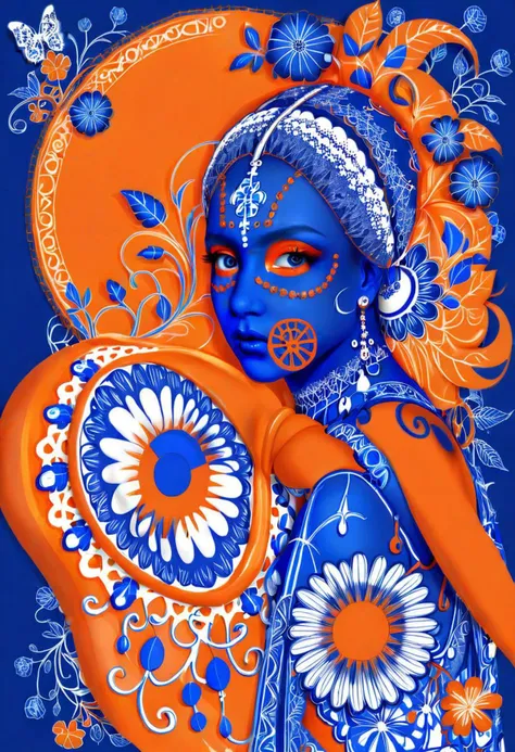 Rococopunk in blue and orange. By Dreamer