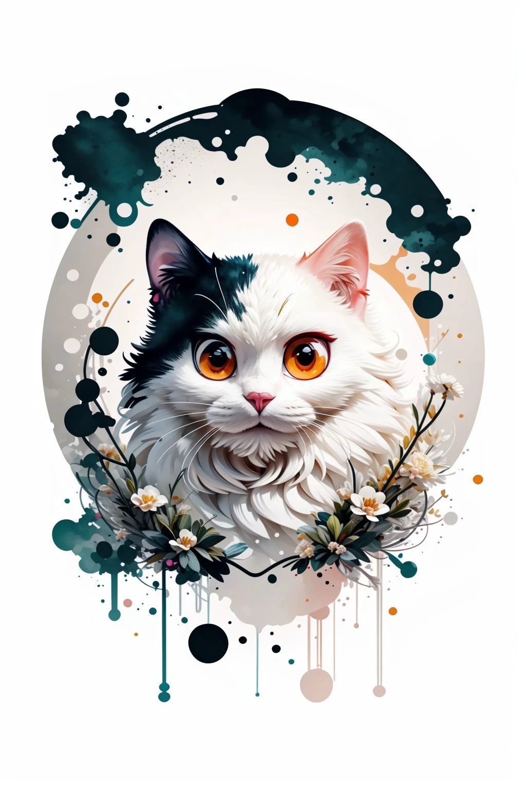 masterpiece, best quality, turkish van cat, large eyes, (cartoon), upper body, splashing, abstract, psychedelic, (neon:0.8), extremely detailed, (white background:1.3), ink, (creative:1.3), intricate detail, (pretty face), dynamic lighting, natural lighting, photorealistic, sy3 <lora:Sy3:0.4> <lora:ink-0.1-3-b28-bf16-D128-A1-1-ep64-768-DAdaptation-cosine:1.2> <lora:tvanLora32:0.8>