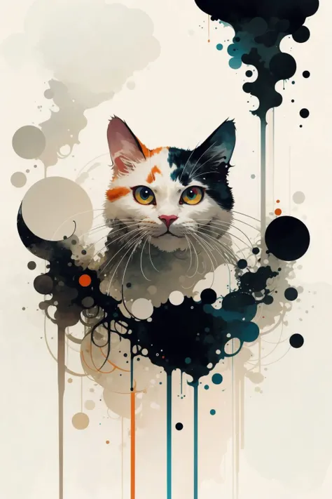 masterpiece, best quality, turkish van cat, large eyes, (cartoon), upper body, splashing, abstract, psychedelic, (neon:0.8), extremely detailed, (white background:1.3), ink,  (creative:1.3), intricate detail, (pretty face), dynamic lighting, natural lighting, photorealistic, sy3  <lora:Sy3:0.4>    <lora:ink-0.1-3-b28-bf16-D128-A1-1-ep64-768-DAdaptation-cosine:1.2>  <lora:tvanLora32:0.8>