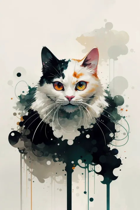 masterpiece, best quality, turkish van cat, large eyes, (cartoon), upper body, splashing, abstract, psychedelic, (neon:0.8), extremely detailed, (white background:1.3), ink, (creative:1.3), intricate detail, (pretty face), dynamic lighting, natural lighting, photorealistic, sy3 <lora:Sy3:0.4> <lora:ink-0.1-3-b28-bf16-D128-A1-1-ep64-768-DAdaptation-cosine:1.2> <lora:tvanLora32:0.8>