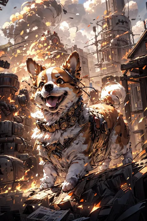 <lora:MG keji_20230709070441:0.7> , film quality, a dog, corgi, flying in the sky, with sun goggles, clouds, rainbows, wings,MG keji, solo , a adorable dog, (full body:1.35), soft light, detailed(glow , shadow), dynamic posture,
BREAK(beautiful detailed nose, beautiful detailed eyes, perfect anatomy),
BREAK(<lora:DisasterGirlMeme:1>, (fire, flame, burn):1.1, (evil smile), grin, smug , outdoors, IncrsDisasterGirlMeme)
BREAK(<lora:cozy animation scenes_20230824111332:0.4>, PIXIV,cozy animation scenes, scenery, outdoors, detailed wood house village, wide view),
<lora:more_details:0.5>, extremely detailed, CG, 8k Amazing, finely detail, (masterpiece:2.0, best quality), (intricate details, depth of field), <lora:bf1:0.4>, no humans,