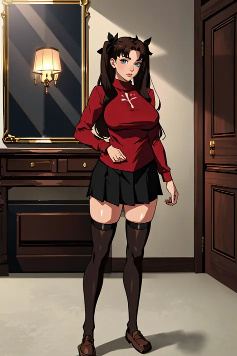 <lora:tamarillo:0.7>,inzaniak,belt,looking at viewer,solo,black choker,black hair,long sleeves,highres,fishnet pantyhose,spiked choker,cross,multiple earrings,brown hair,black belt,shirt,fishnets,gloves,platform boots,piercing,1girl,pantyhose