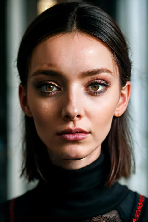 portrait of skswoman, disgust , wearing luxury fashion , with Choppy layers , background lake epic (photo, studio lighting, hard light, sony a7, 50 mm, matte skin, pores, colors, hyperdetailed, hyperrealistic), <lyco:Ana Rujas:1.1>