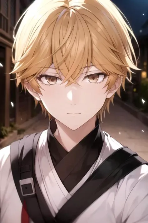masterpiece, best quality, sketch, 1boy, solo, male focus, looking at viewer, upper body, , <lora:asaya_hasekura:0.68>, asaya_hasekura, blonde hair, brown eyes, ninja costume, grimdark, High resolution