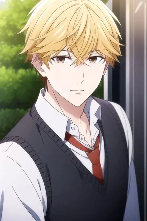 masterpiece, best quality, , 1boy, solo, male focus, looking at viewer, upper body, , <lora:asaya_hasekura:0.70>, asaya_hasekura, blonde hair, brown eyes