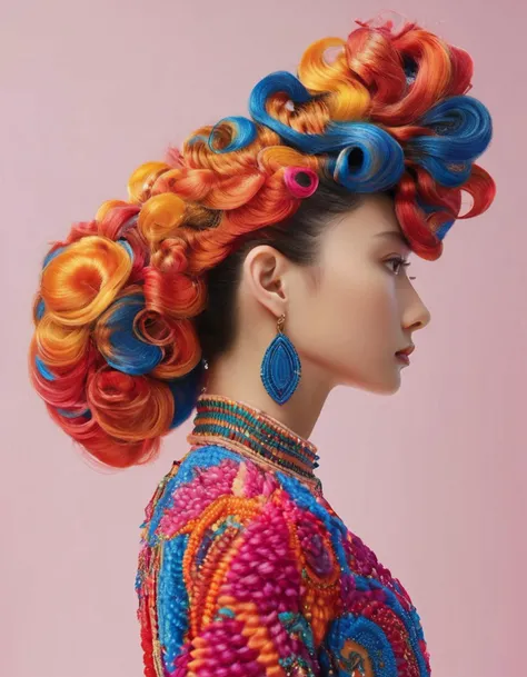 (masterpiece, best quality, hyper realistic, raw photo, ultra detailed, extremely detailed, intricately detailed), (photorealistic:1.4), fashion photography of a stunningly beautiful women, (crazy alternate hairstyle:1.4), kaleidoscope, pinterest hair picture, concept art, <lora:hair_style:0.95>, beautiful and breathtaking hairstyle, hairstyle inspired by Qiu Shengxian and Virgil Abloh, sidecut, messy hair, high ponytail, rainbow hair, stunning intricate full color, (intricate detailed hair:1.4), irresistibly tempting, understated appeal, striking juxtapositions, evocative hues, vivid illumination, creative refinement, striking juxtapositions, evocative hues, captivating coloration, pure, Innocent, aesthetic, romanticism, fairy, idol, beautiful detailed face, small face, artistic, perfect anatomy, goddess, calm, composed, like a cat, highly detailed Midi dress, denim jacket, and sneakers. designed by Matthew Williamson and Virgil Abloh and Richard Serra, layered, textural, face focus, depth of field, symmetrical, golden ratio, 8k resolution, octane render, extremely high-resolution details, realism pushed to extreme, fine texture, incredibly lifelike, (soft window natural lighting:1.4), dynamic angle, film grain, FujiFilm XT4, taken by Srgio Valle Duarte, wakame,