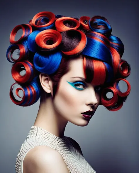 (modern art, masterpiece, best quality, hyper realistic, raw photo, ultra detailed, extremely detailed, intricately detailed), (photorealistic:1.4), fashion photography of a stunningly beautiful women, (crazy alternate hairstyle:1.4), a unique form reminiscent of something from a sci-fi movie, <lora:hair_style:0.95>, beautiful and breathtaking hairstyle, pinterest hairstyles, hairstyle inspired by Mario Sorrenti and NIGO, hair up, wavy hair, quiff hair, highlights, stunning intricate full color, (intricate detailed hair:1.4), kaleidoscope, irresistibly tempting, understated appeal, striking juxtapositions, evocative hues, vivid illumination, creative refinement, striking juxtapositions, evocative hues, captivating coloration, pure, Innocent, aesthetic, romanticism, fairy, idol, beautiful detailed face, small face, artistic, perfect anatomy, goddess, calm, composed, like a cat, highly detailed Tapered trousers, t-shirt, and mules. designed by Matthew Williamson and Fujiwara Hiroshi and Hans Holbein, layered, textural, face focus, depth of field, symmetrical, golden ratio, 8k resolution, octane render, extremely high-resolution details, realism pushed to extreme, fine texture, incredibly lifelike, (soft window natural lighting:1.4), dynamic angle, film grain, FujiFilm XT4, taken by Alioune B, wakame,