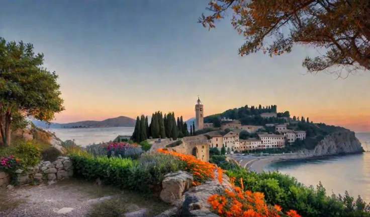 exterior, scenic photograph of one 18 years old  girl on a bicycle in italy,  whole figure, in motion, ((bicycle)), ((small breasts)), white sleeveless tshirt, pale orange skirt, snickers, background, steep ((paved street)) in town in Italy, scenery,  historic, outdoors,  park, ((garden)), ((flowers)), ((sunset)), short blond hair, Pixie Cut aircut, ((sky)), award-winning, professional, highly detailed, eye-catching, ligth depth of field, vignette, epic, gorgeous, architecture, film grain, grainy <lora:hair_style:0.7> <lora:FF.101.juggernautXL_version6Rundiffusion.LORA:0.4>   <lora:HDRv1:1>  <lora:nat:0.8> realistic <lora:20230829-1693273691112:0.6> <lora:AdvancedEnhancerXLv2:0.2>