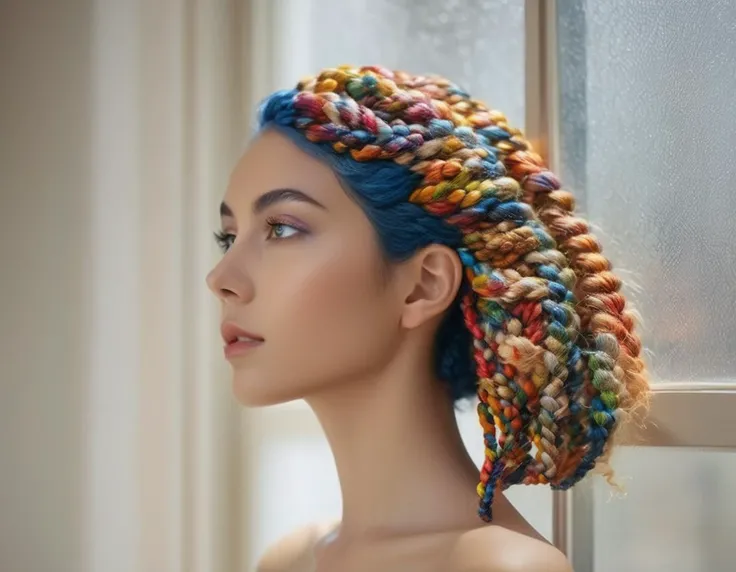 (masterpiece, best quality, hyper realistic, raw photo, ultra detailed, extremely detailed, intricately detailed), (photorealistic:1.4), fashion photography of a stunningly beautiful women, stunning intricate full color, beautiful and breathtaking hairstyle, (intricate detailed hair:1.4), crazy alternate hairstyle, hairstyle inspired by G. Willow Wilson and Georgina Hunt,<lora:hair_style:0.8>, single braid, big hair, sidecut, hair flaps, dark blue hair, colored inner hair, smile, pure, Innocent, aesthetic, romanticism, fairy, idol, beautiful detailed face, like a cat, small face, artistic, perfect anatomy, goddess, calm, composed, highly detailed Paperbag waist shorts, fitted top, and wedges. designed by MARY QUANT and Mia Fonssagrives-Solow, layered, textural, face focus, depth of field, symmetrical, golden ratio, 8k resolution, octane render, extremely high-resolution details, realism pushed to extreme, fine texture, incredibly lifelike, (soft window natural lighting:1.4), dynamic angle, film grain, FujiFilm XT3,