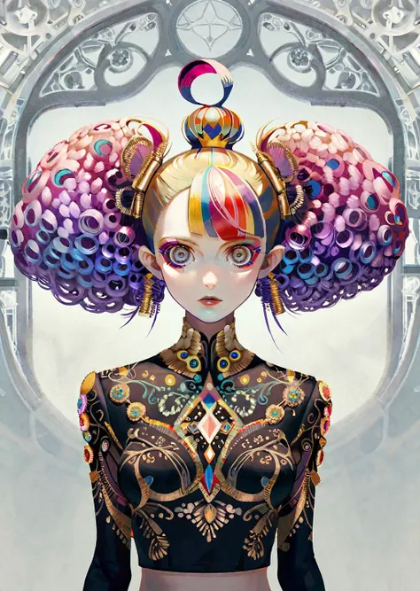 best quality, high quality, masterpiece, intricately detailed, UHD, flat color,
break
fashion photography of a stunningly beautiful women, beauteous, (crazy alternate hairstyle:1.4), a unique form reminiscent of something from a sci-fi movie, <lora:hair_style:1.0>, beautiful and breathtaking hairstyle, pinterest hairstyles, hairstyle inspired by Mary Katrantzou and Jack McCollough and Tadashi Hiramatsu (Animator), black buzzcut, Crystal Hair, twin drills, topknot, streaked hair, stunning intricate full color, (intricate detailed hair:1.4), kaleidoscope, irresistibly tempting, understated appeal, striking juxtapositions, evocative hues, vivid illumination, creative refinement, striking juxtapositions, evocative hues, captivating coloration, pure, Innocent, aesthetic, romanticism, fairy, idol, kawaii, beautiful detailed face, small face, artistic, perfect anatomy, goddess, calm, composed, like a cat, highly detailed Tapered pants, crop top, and mules. designed by Guillermo del Toro and Sydney Edmunds, layered, textural, fractal art, Turmoiled,
break
face focus, depth of field, symmetrical, golden ratio, 8k resolution, octane render, extremely high-resolution details, realism pushed to extreme, fine texture, incredibly lifelike, (soft window natural lighting:1.4), dynamic angle, film grain, FujiFilm XT4, taken by August Sander, <lora:xl_more_art-full_v1:1>,