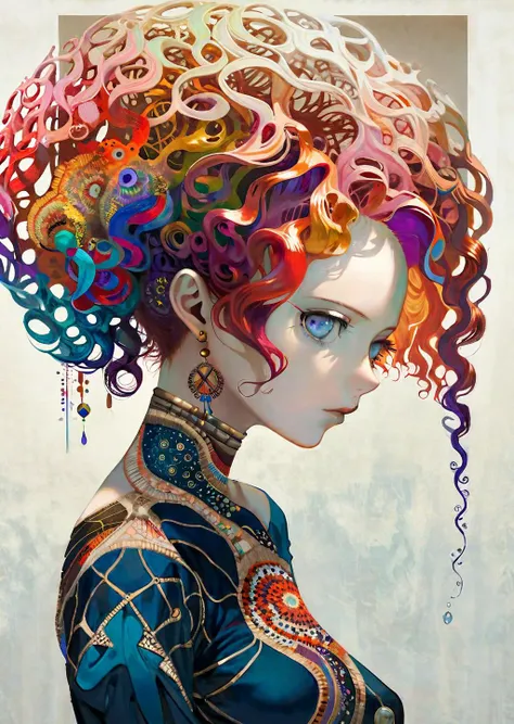 best quality, high quality, masterpiece, intricately detailed, UHD, impasto,
break
fashion photography of a stunningly beautiful women, snazzy, (crazy alternate hairstyle:1.4), a unique form reminiscent of something from a sci-fi movie, <lora:hair_style:1.0>, beautiful and breathtaking hairstyle, pinterest hairstyles, hairstyle inspired by Casey Cadwallader and Mario Dedivanovic and Hiroyuki Okiura, long curly auburn hair, Liquid Hair, curly hair, front braid, rainbow hair, stunning intricate full color, (intricate detailed hair:1.4), kaleidoscope, irresistibly tempting, understated appeal, striking juxtapositions, evocative hues, vivid illumination, creative refinement, striking juxtapositions, evocative hues, captivating coloration, pure, Innocent, aesthetic, romanticism, fairy, idol, kawaii, beautiful detailed face, small face, artistic, perfect anatomy, goddess, calm, composed, like a cat, highly detailed Cargo pants, cropped t-shirt, and combat boots. designed by Hirohiko Araki and Ben Templesmith, layered, textural, fractal art, Haphazardly,
break
face focus, depth of field, symmetrical, golden ratio, 8k resolution, octane render, extremely high-resolution details, realism pushed to extreme, fine texture, incredibly lifelike, (soft window natural lighting:1.4), dynamic angle, film grain, FujiFilm XT4, taken by Edward Weston, <lora:xl_more_art-full_v1:1>,