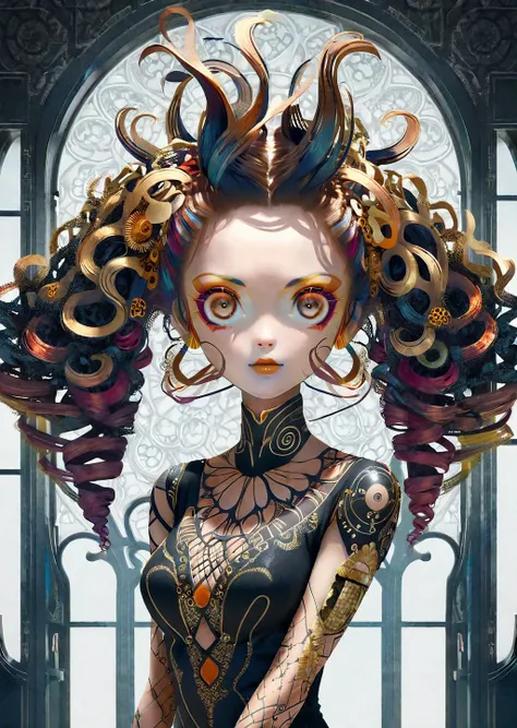 best quality, high quality, masterpiece, intricately detailed, UHD, realistic,
break
fashion photography of a stunningly beautiful women, snazzy, (crazy alternate hairstyle:1.4), a unique form reminiscent of something from a sci-fi movie, <lora:hair_style:1.0>, beautiful and breathtaking hairstyle, pinterest hairstyles, hairstyle inspired by Consuelo Castiglioni and Lucia Pieroni and Nobuteru Yuki (Character Designer), black dreadlocks, living hair, drill hair, tri tails, colored inner hair, stunning intricate full color, (intricate detailed hair:1.4), kaleidoscope, irresistibly tempting, understated appeal, striking juxtapositions, evocative hues, vivid illumination, creative refinement, striking juxtapositions, evocative hues, captivating coloration, pure, Innocent, aesthetic, romanticism, fairy, idol, kawaii, beautiful detailed face, small face, artistic, perfect anatomy, goddess, calm, composed, like a cat, highly detailed A-line skirt, button-down shirt, and pumps. designed by Dao Le Trong and Dariusz Klimczak, layered, textural, fractal art, Whirlwind,
break
face focus, depth of field, symmetrical, golden ratio, 8k resolution, octane render, extremely high-resolution details, realism pushed to extreme, fine texture, incredibly lifelike, (soft window natural lighting:1.4), dynamic angle, film grain, FujiFilm XT4, taken by Robert Capa, <lora:xl_more_art-full_v1:1>,