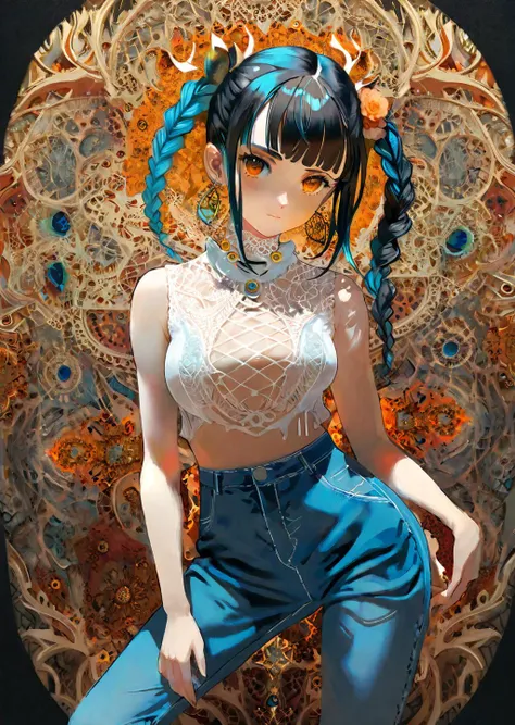 best quality, high quality, masterpiece, intricately detailed, UHD, cel shading,
break
fashion photography of a stunningly beautiful women, glamourous, (crazy alternate hairstyle:1.4), a unique form reminiscent of something from a sci-fi movie, <lora:hair_style:1.0>, beautiful and breathtaking hairstyle, pinterest hairstyles, hairstyle inspired by Adam Lippes and Jeffrey Rogers and Tatsuya Oishi, long curly black hair, Fiery hair, hair flaps, cornrows, colored inner hair, stunning intricate full color, (intricate detailed hair:1.4), kaleidoscope, irresistibly tempting, understated appeal, striking juxtapositions, evocative hues, vivid illumination, creative refinement, striking juxtapositions, evocative hues, captivating coloration, pure, Innocent, aesthetic, romanticism, fairy, idol, kawaii, beautiful detailed face, small face, artistic, perfect anatomy, goddess, calm, composed, like a cat, highly detailed High waisted jeans, crop top, and white sneakers. designed by Piet Hein Eek and Diane Dillon, layered, textural, fractal art, Disorder,
break
face focus, depth of field, symmetrical, golden ratio, 8k resolution, octane render, extremely high-resolution details, realism pushed to extreme, fine texture, incredibly lifelike, (soft window natural lighting:1.4), dynamic angle, film grain, FujiFilm XT4, taken by Garry Winogrand, <lora:xl_more_art-full_v1:1>,