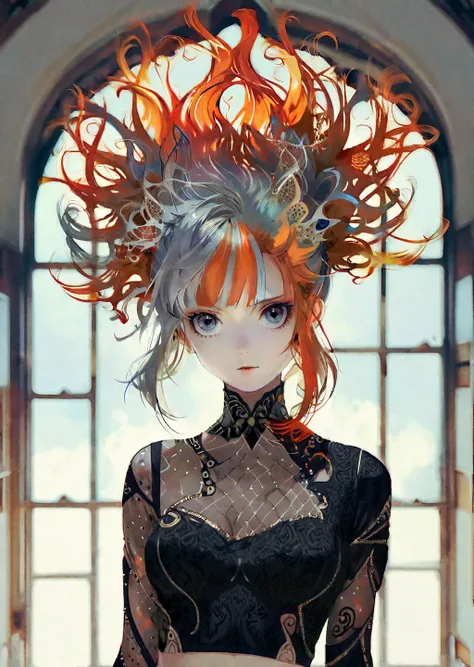 best quality, high quality, masterpiece, intricately detailed, UHD, impasto,
break
fashion photography of a stunningly beautiful women, handsome, (crazy alternate hairstyle:1.4), a unique form reminiscent of something from a sci-fi movie, <lora:hair_style:1.0>, beautiful and breathtaking hairstyle, pinterest hairstyles, hairstyle inspired by Molly Goddard and Egon Schiele and Naoko Yamada, short gray hair, Fiery hair, messy hair, folded ponytail, two-tone hair, stunning intricate full color, (intricate detailed hair:1.4), kaleidoscope, irresistibly tempting, understated appeal, striking juxtapositions, evocative hues, vivid illumination, creative refinement, striking juxtapositions, evocative hues, captivating coloration, pure, Innocent, aesthetic, romanticism, fairy, idol, kawaii, beautiful detailed face, small face, artistic, perfect anatomy, goddess, calm, composed, like a cat, highly detailed Tapered pants, crop top, and mules. designed by Eugène Boudin and Yasutomo Oka, layered, textural, fractal art, Disorderly,
break
face focus, depth of field, symmetrical, golden ratio, 8k resolution, octane render, extremely high-resolution details, realism pushed to extreme, fine texture, incredibly lifelike, (soft window natural lighting:1.4), dynamic angle, film grain, FujiFilm XT4, taken by Ansel Adams, <lora:xl_more_art-full_v1:1>,