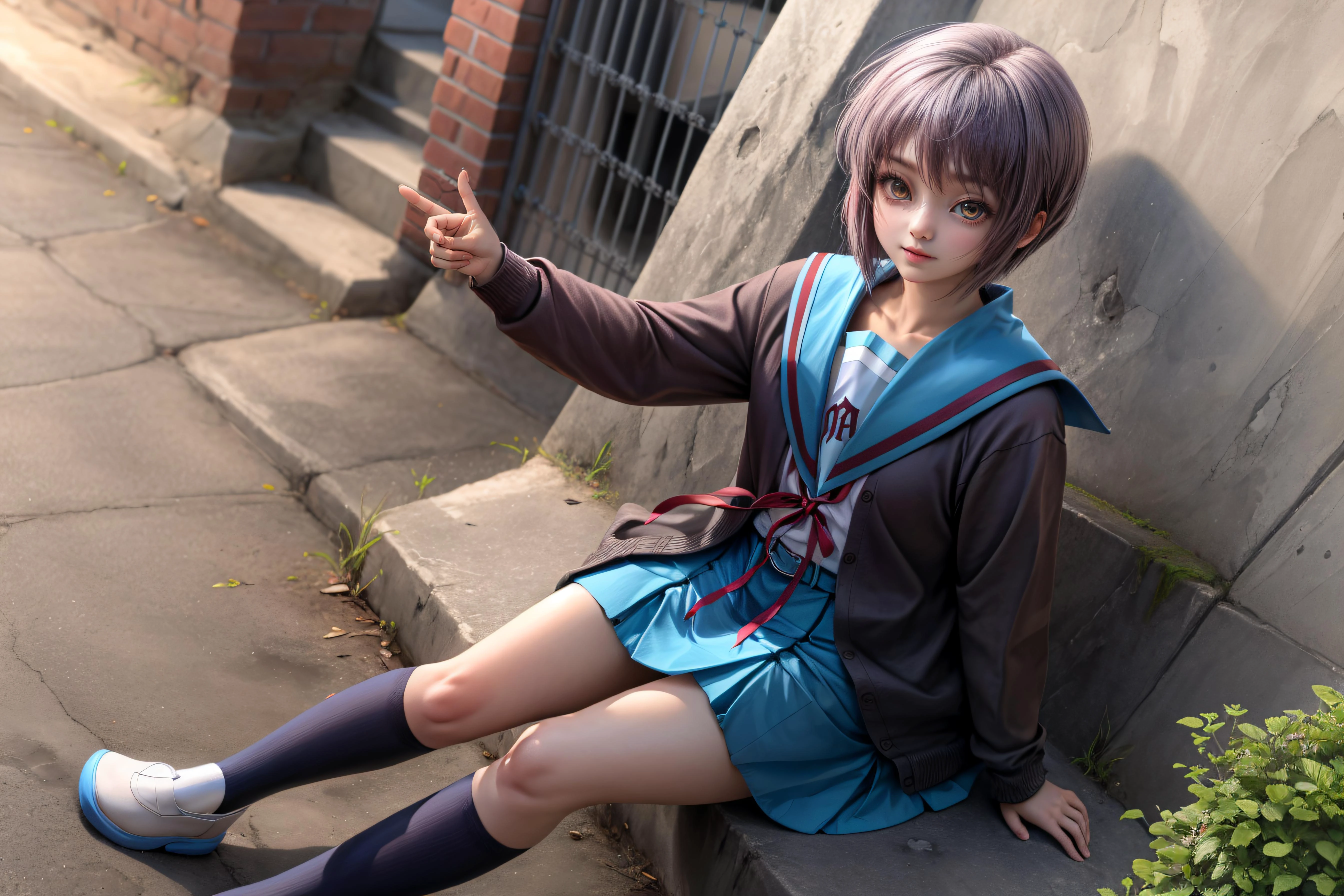 (masterpece:1.3),(best quality:1.3), 1girl, <lora:nagato_yuki_v10:0.8> ny1, school uniform, blue sailor collar, serafuku, blue skirt, long sleeves, brown cardigan, open cardigan
<lora:add_detail:1>,