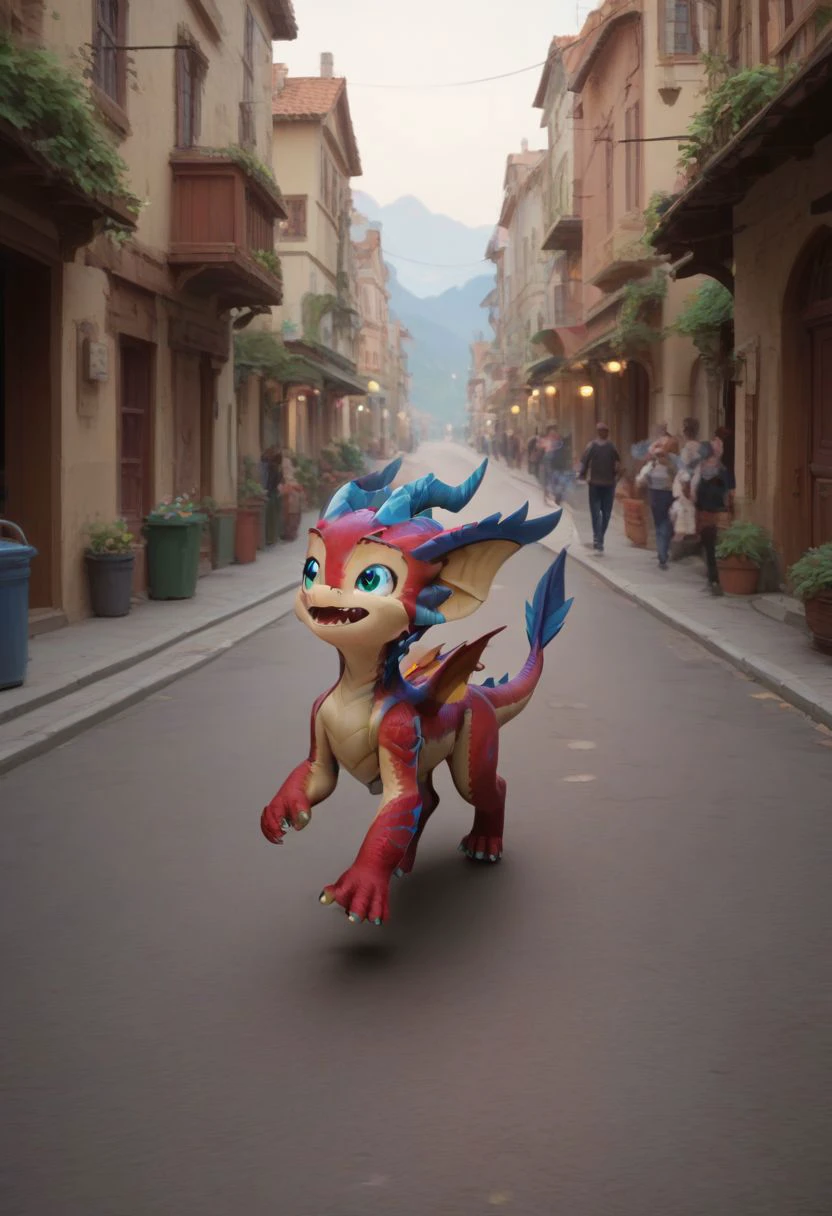 score_9, score_8_up, score_7_up,
a cute dragon is running