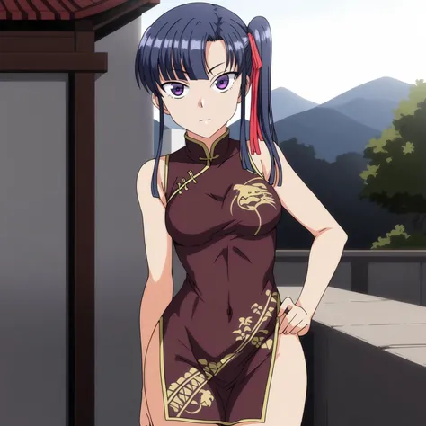 <lora:SakuraMiyajimaXLpony001>,<lora:bold-16oa:-0.5>,
solo,
SakuraMiyajima,1girl,blue hair,side ponytail,purple eyes,hair ribbon,
cowboy shot,outdoors,
print_cheongsam,