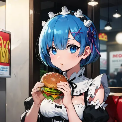 (masterpiece:1.3), (best quality:1.3), high resolution,
upper body,
sitting, eating, body facing forward,
(one cute girl:1.3), solo,
white skin, small Breast, eight-headed person,
light blue hair, (bobbed hair:1.2), short hair, (blunt bangs:1.2), beautiful hair, blue eyes, beautiful detailed eyes,
open mouth, happy, heart, cheerful smile, one eye closed,
sleeveless dress, hamburger, earrings,
outdoors, sidewalk cafe,
shadowlighting,