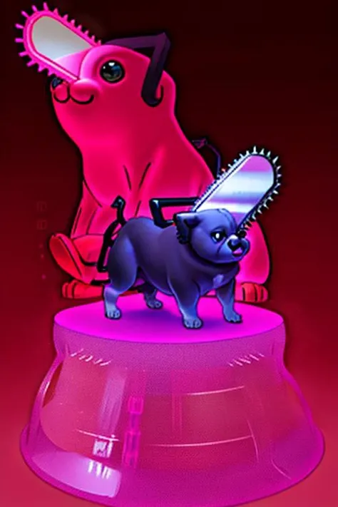 glowing purple dog, dog, pochita, chainsaw, no humans ,<lora:Pochita:1> ,<lora:Glowing-Purple-V1:1>