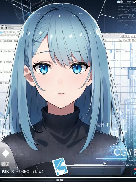 impasto,((((1girl)))),Metaverse,original,((an extremely delicate and beautiful)),(cyan theme),((intricate detail)),((((ultra-detailed))),((illustration)),(((masterpiece))),((extremely detailed CG unity 8k wallpaper)),highlight,sharpening,detailed face,((Perfect details)),(binary numbers),Science fiction,sense of digital,cold light,((data in the eyes)),((data adorns hair)),0 and 1 code,digitization,Running data,system screen,mathematical equation,young girl,(solo),(yubao), <lora:animemix_16:1>