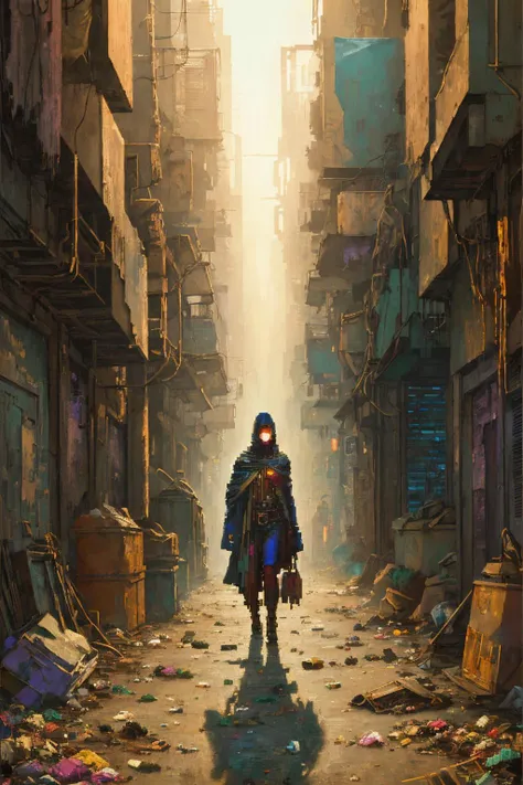 ((a fashion magazine cover)), a post modern art work of ((cyberpunk slum, highrise, dirty, garbage pile, dark alleyway, narrow alleyway)), ((large pixels, pixel art, pixelated image, pixelated CG, pixel rendering, hyper artistic style, high contrast, matte texture, muted colours, oil painting, oil panting style, masterpiece, best quality, close-ups)), (detailed hyper artistic background, ultra pixelated background, dreamy background, dreamy imagery, artistic background, abstract background), ((cinematic lighting, best shadows, rim lighting, two tone lighting, refined details))